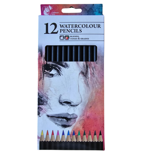 12 Watercolour Pencils - Blends, Tones and Shades - Chiltern Arts