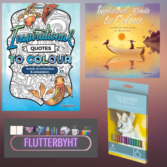 Squiggle Inspirational Bundle: Quotes and Words to Colour with 16 Artist Colouring Pencils