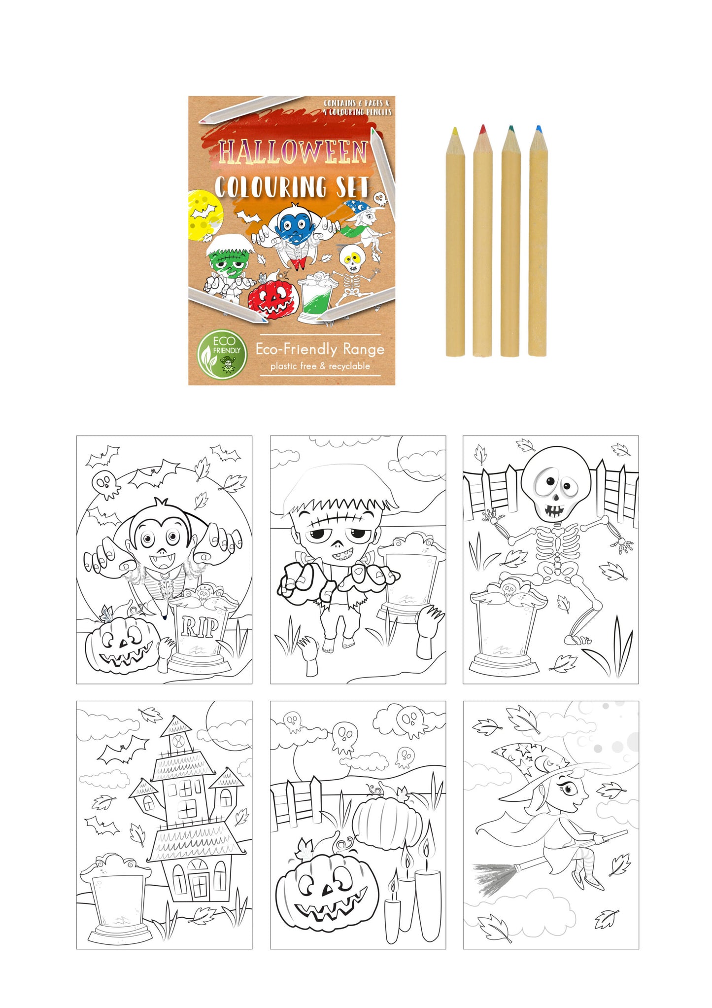 Halloween Bundle - Themed Sweets, Pencils and 2 Mini Colouring Packs