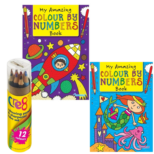 Kids Colour by Numbers Bundle - Age 3 plus - 2 Books plus Pencils
