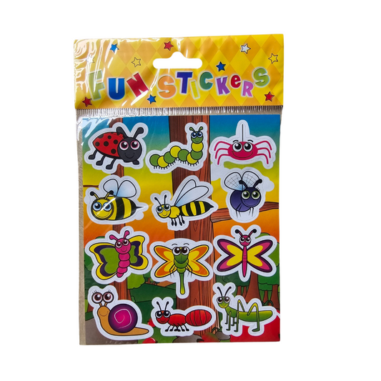 Fun Insect Stickers for children - 4 identical sheets per 1 unit - perfect for Arts and Creating