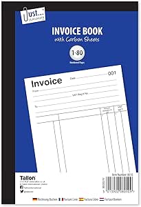 Just STationery Invoice Book with Carbon Sheets - 1-80 Numbered pages - Small Business Supplies