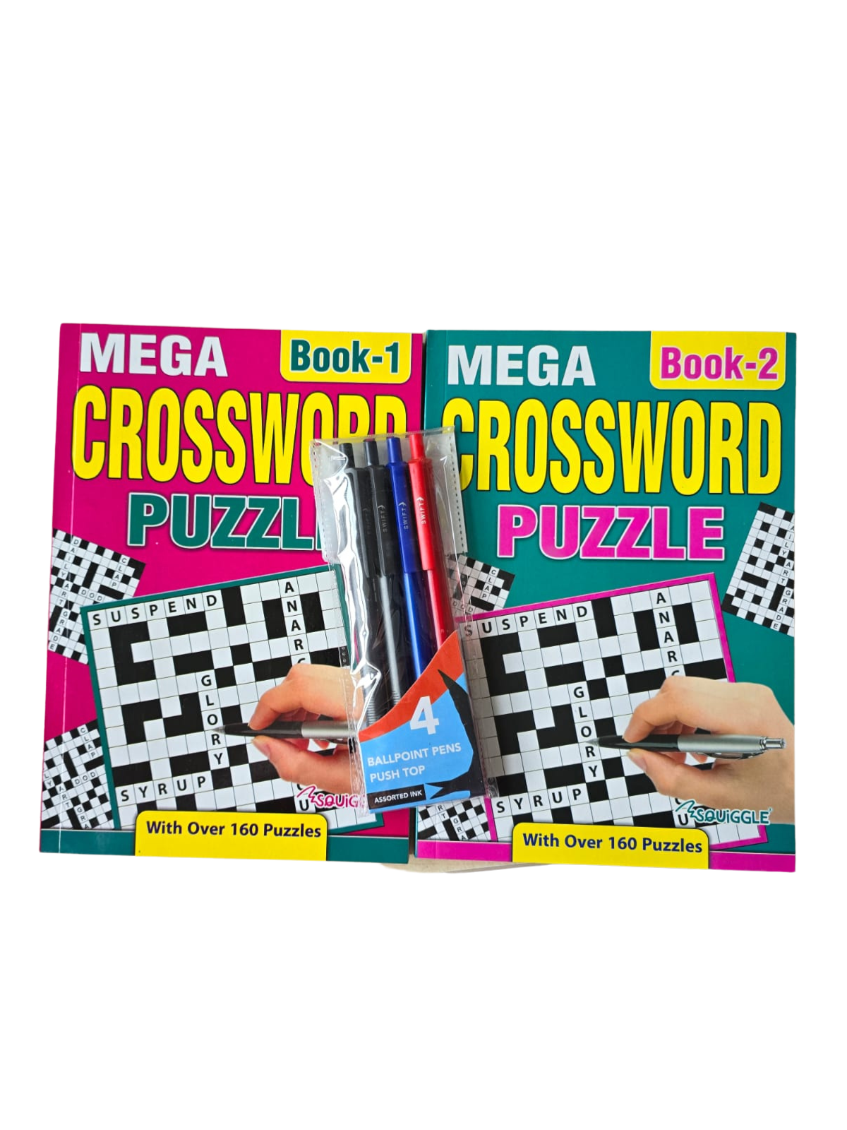 Puzzle Bundles - Puzzle Time - Wordsearch - Crossword  - 2 or 4 A5 books plus pens in wallet