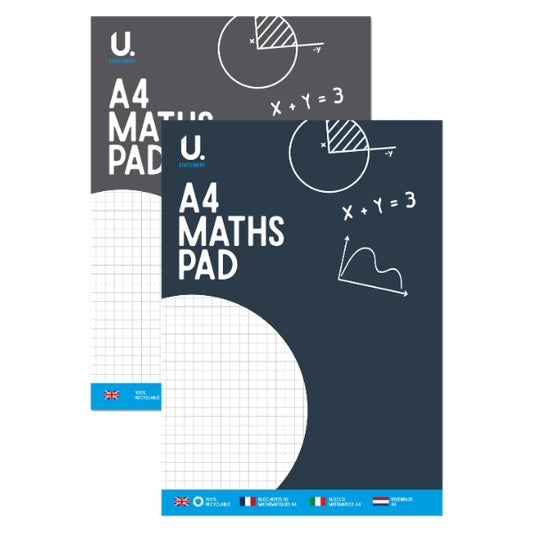 U. Stationery A4 Maths Pad for Science, Graph work, and Pixel art 35 sheets, 70 sides