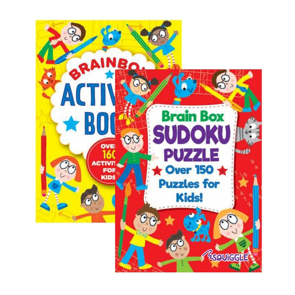 Squiggle Brainbox Bundle: A6 Puzzle Book Set with Handy Stationery Kit – 4 Books, 600+ Puzzles – Perfect for Kids & Adults