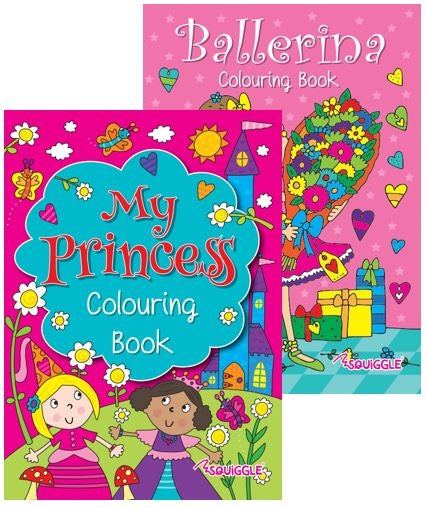 Ballerina & Princess Colouring Books - set of 2 - Hours of Colouring fun