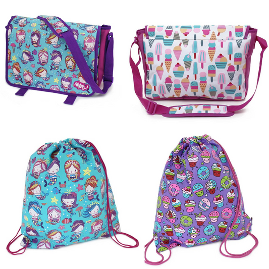 School Bags - Stachel or Drawstring PE Bags - Mermaid, Cupcake, Ice Cream -  individual or bundle colourful practical perfect for Crafting too